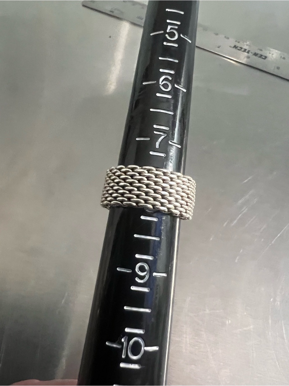 Tiffany & Co. Textured Sterling Silver Mesh Flexable Band Ring - Picture 2 of 4